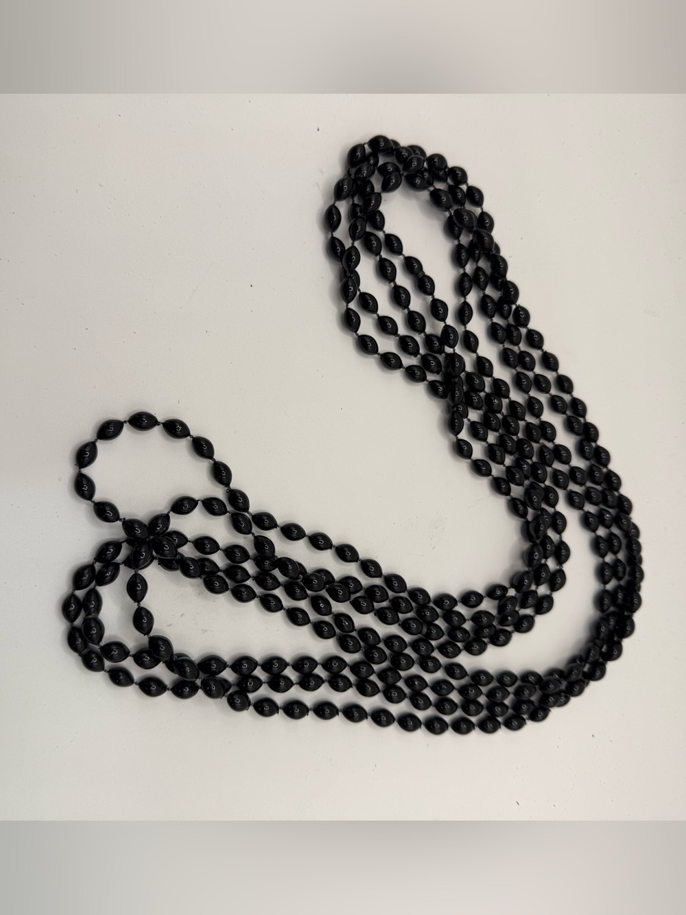 Vintage Black Beaded Long Necklace - Women Jewelry